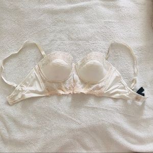 Bebe Cream Lace Rhinestone Bustier Corset Bra S